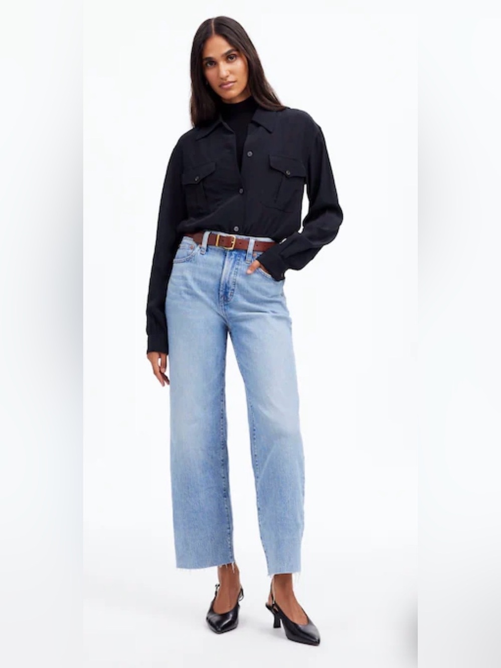 Madewell Jeans Women 32T Tall Perfect Vintage Wide-Leg Light Wash Crop High Rise